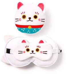 Puckator Poduszka podróżna i maska na oczy Kot Maneki Neko