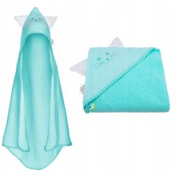 Bocioland BOCIOLAND Okrycie kąpielowe Uszy 80x80 Aqua Kot