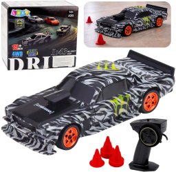 LeanToys Auto Sportowe Do Driftu Zdalnie Sterowane RC Czarne Pachołki 15 km/h 1:43
