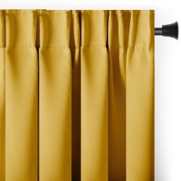 Fabryka Firan Zasłona blackout 90% na taśmie z szarfą 200x300 cm musztardowa Restilo