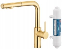 Bateria kuchenna KFA KFA bateria kuchenna z funkcją filtracji wody i wyciąganą wylewką DUERO PURE STYLE PULL-OUT + filtr HYDRO+, brushed light gold 6623-112-39