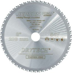 Wikus Tarcza pilarska z ostrz. z węglika spiek. Drytech średnica=203x25,4x1,7mm 54Z do Inox Jepson
