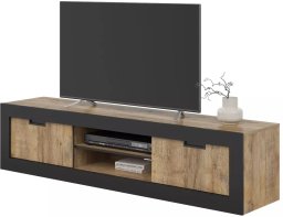 Helvetia Szafka RTV DADES 2D 180cm dąb samdal/czarny mat HELVETIA