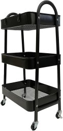 Vevor Wózek metalowy organizer mobilny 3 poziomy blokada kółek 79cm czarny