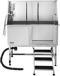 Vevor Wanna groomerska 127 cm stal nierdzewna rampa filtr prysznic drzwi prawe
