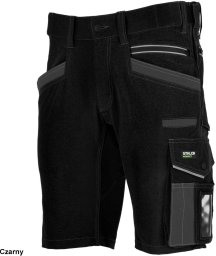 Stalco Spodnie robocze szorty kieszenie CORDURA elastyczny pas odblaski 3M Scotchlite STRETCH LINE - oliwkowy S