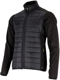 Stalco Bluza softshell męska odzież hybrydowa termoizolacja stójka elementy kontrastowe zamek strunowy kryty wydłużany tył czarna AUGUST 2XL