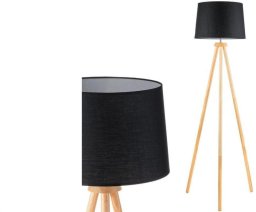 Lampa podłogowa Lumiled E27 Trójnóg z Abażurem czarna regulacja wysokości Clara (0001-00018-18532)