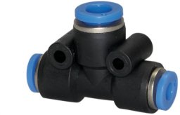 Pneumat System Trójnik pneumatyczny wtykowy redukcyjny typu T do węża z fi 2x14 mm na 1x12 mm, tworzywo sztuczne