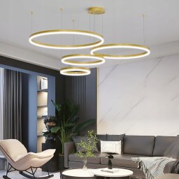 Lampa wisząca ALTAVOLA DESIGN Mikeru Złota Lampa Wisząca LED 4 Ringi 40-100cm Ściemnialna Nowoczesna
