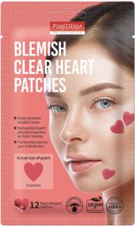 Purederm Plastry na wypryski w kształcie serca PUREDERM Blemish Clear, 12 szt.