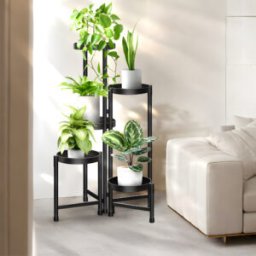 Ambiance KWIETNIK NA KWIATY ROŚLINY STOJAK METALOWY STOJĄCY LOFT PÓŁKI CZARNY 80cm