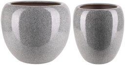 Ibergarden Zestaw 2 szt Donica ceramiczna szkliwiona SORIA szary granit