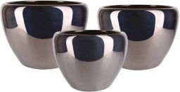 Direct Home and Garden Zestaw 3 szt Donica ceramiczna szkliwiona EVORA czarny metalik