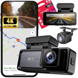 Wideorejestrator Diaway Kamera Wideorejestrator Samochodowa 4K GPS + Tylna Kamera Rejstrator WiFi HD