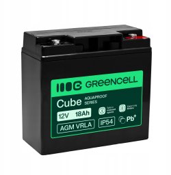 Green Cell AGM VRLA 12V 18Ah akumulator do kasy, zabawek, kamer (181x77x167mm)