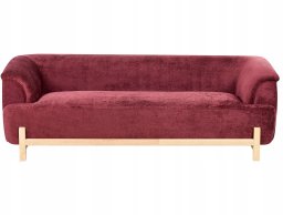Beliani Sofa dla 3 osób ALNOR szenil Burgundowy