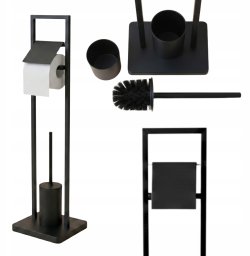 KingHoff Szczotka do WC z uchwytem na papier toaletowy ARLE, 77 cm