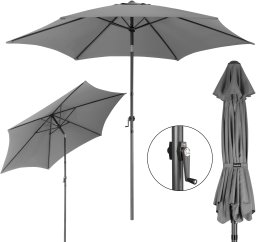 Ambiance Składany parasol ogrodowy balkonowy regulowany 300 cm grafitowy 50UV Bauerkraft