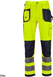 Stalco Spodnie do pasa ostrzegawcze materiał neonowy bawełna taśmy odblaskowe elementy kontrastowe potrójne szwy dół nogawek Oxford 600D z - żółty 2XL