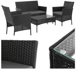 Gardlov Meble ogrodowe rattanowe czarne Gardlov 26908