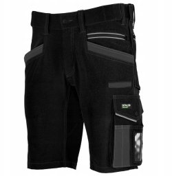 Stalco Spodnie robocze szorty kieszenie CORDURA elastyczny pas odblaski 3M Scotchlite STRETCH LINE - czarny 3XL