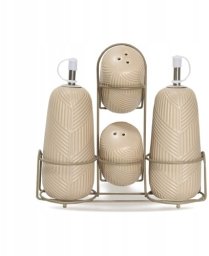 Maestro Ceramiczny zestaw do przypraw 5-ele Geometry Beige MAESTRO MR-20004-04S