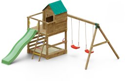 Plum Plac zabaw ogrodowy DUMO Leśna Baza 4 z huśtawkami i zjeżdżalnią