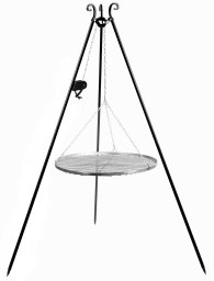 Palenisko ogrodowe Tyletegotu Grill na trójnogu z kołowrotkiem 180 cm, TRIVO, ruszt stal nierdzewna, 60 cm