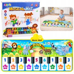 LeanToys Mata Taneczna Interaktywna Pianinko Zwierzęta ZOO 10 Melodii 126 cm