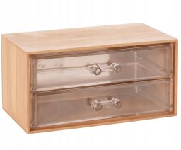 Koopman Pojemnik łazienkowy z 2 szufladami bambusowy plastikowy 18x11x9cm 1szt