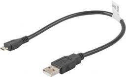 Kabel USB Lanberg USB-A - microUSB 0.3 m Czarny (CA-USBM-10CC-0003-BK)