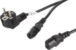 Kabel zasilający Lanberg CEE 7/7 - 2x IEC 320 C13, 2m czarny (CA-C13C-13CC-0018-BK)