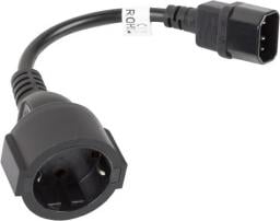 Kabel zasilający Lanberg IEC 320 C14 - Schuko, 20cm, czarny (CA-C14E-10CC-0018-BK)