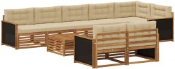 Ambiance vidaXL Zestaw sof na zewnątrz z poduszką 9 pcs