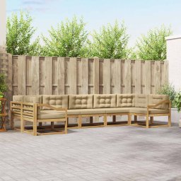 Ambiance vidaXL Zestaw sof na zewnątrz z poduszką 7 pcs Biały i Beżowy