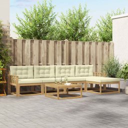 Ambiance vidaXL Zestaw sof na zewnątrz 6 pcs Biały i kremowy 79 x 79 x 37 cm