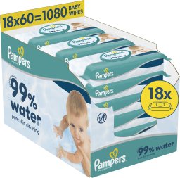 Pampers Chusteczki nawilżane Aqua 18x60 szt. [Plastic Free]