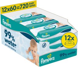 Pampers Chusteczki nawilżane Aqua 12x60 szt. [Plastic Free]