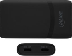 AAD Productions InLine USB Travel Power Adapter Charger – Dual USB-C – PD PPS – 65W – Flat – Black