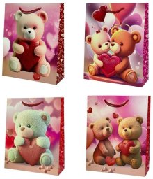 Jupiter Torebka prezentowa dziecięca L Miś z sercem mix