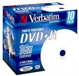  Verbatim DVD+R 4.7 GB 16x 10 sztuk (43508)