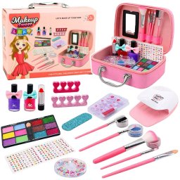 LeanToys Zestaw Piękności Kosmetyczka Dla Dzieci Akcesoria Do Paznokci Suszarka 20el.