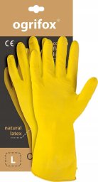 Ogrifox Rękawice ochronne gumowe flokowane / Żółte / Rozmiar: 9-L / OX-FLOX_L - 240 szt. (5906142919376)