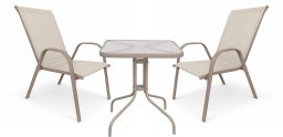 kontrast Zestaw balkonowy BERGAMO 60x60 taupe stół + 2 krzesła ogród taras
