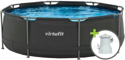 Virtufit VIRTUFIT Okrągły Basen 244 CM Z POMPĄ FILTRUJĄCĄ Antracytowy