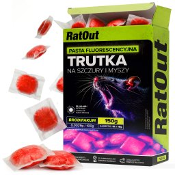 NO PEST Trutka Trucizna Środek Gryzoniobójczy na Szczury Myszy Gryzonie Fluorescencyjna Pasta Czerwona Brodifakum Święcąca UV 150g