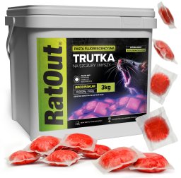 NO PEST Trutka Trucizna Środek Gryzoniobójczy na Szczury Myszy Gryzonie Fluorescencyjna Pasta Czerwona Brodifakum Święcąca UV 3kg