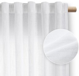 Monroe Zasłona 140x250 biała len VALETA taśma wave mikrofibra RESTILO