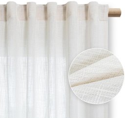 Fabryka Firan Zasłona kremowa 140x250 len VALETA taśma wave RESTILO do salonu